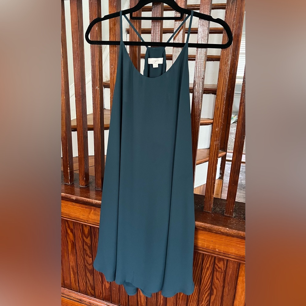 Loft Teal Chiffon Dress